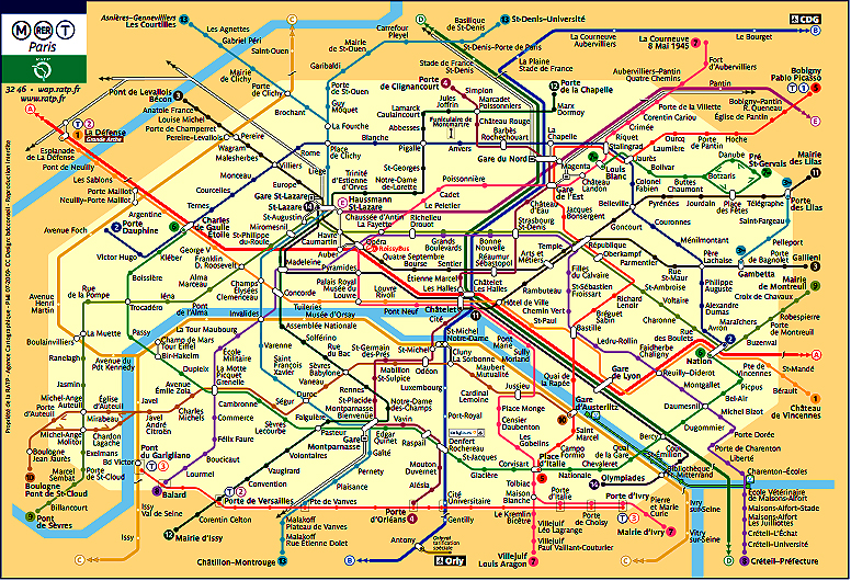 CARTE METRO + RER DE PARIS