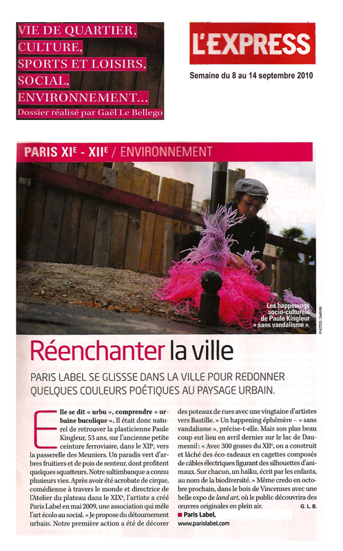 Article de Paris Label dans L'Express - interview Paule Kingleur par Gael Le Bellego / photo frederic Dufour